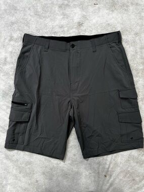 Iron Co. Flex Comfort Waistband Stretch Cargo Shorts-Color Greyhound-Size 38